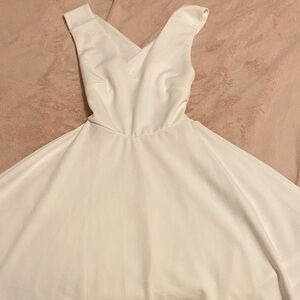 Elegant White V-Neck Fit & Flare Dress